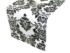 20 Pack 12″ x 108″ Flocking Damask Taffeta Table Runner
