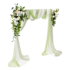Wedding Arch Draping Fabric 26.2 x 2.5FT Green Rose Artificial Flower Decor