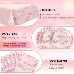 41Pcs Rose Gold Birthday Party Decorations Happy Birthday Plates and Napkins …