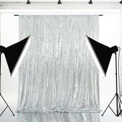 Eternal Beauty Silver Sequin Backdrop, 6×6 Ft Glitter Background Curtains for…
