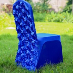 Royal Blue Satin Rosette SPANDEX Stretchable Banquet CHAIR COVER Wedding