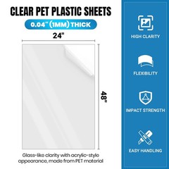 3 Pack PET Sheet Panels – 24″ x 48″ x 0.04″ Plexiglass – Quality Lightweight …