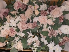Ling’s Moment Backdrop Stands with Flowers – 7.2FT, 6FT Set of 2, Dusty Rose