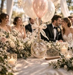 Luxury Gold Leaf Resin Balloon Weight Anchors Set of 4, Romantic Wedding Decor