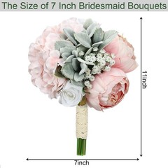 Dusty Pink Pre-Made Bridesmaids Bouquets Set of 4-7 inch Small Rustic Aritifi…