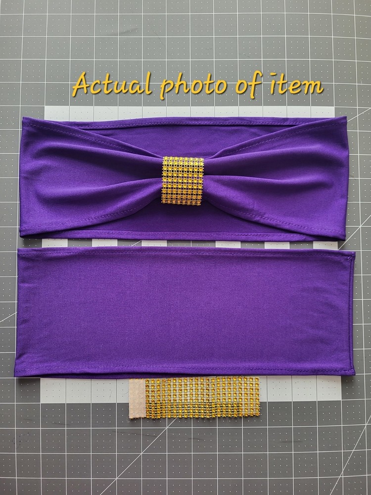 Chair Sashes Stretch Bows 50pcs Set for Xmas, Wedding, Banquet Decor PURPLE