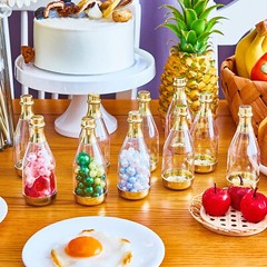 10 Pcs Mini Bottle Party Favors Bottles and Wedding Candy GOLD CLEAR
