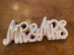 ‘Mr & Mrs’ Ceramic Sign/Decor, Wedding, Shower, Bridal, Pink