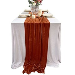 Luxurious Velvet Table Runner 120 Inches Wedding Table 20 x 120 inch Terracotta