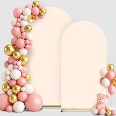 Arch Backdrop Cover Set of 2(7.2FT+6FT), Spandex Fitted Arch 7.2+6 FT Beige