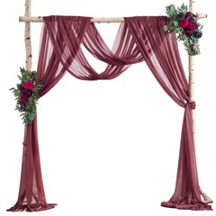Arch Drapes for Wedding Arch Draping Fabric Burgundy Sheer Backdrop Curtain f…