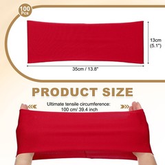 100 Pcs Spandex Chair Sashes Bows with Slider Buckle, Wine Red