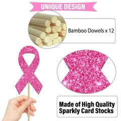 Pink Ribbon Centerpiece Sticks Breast Cancer Awareness Party Decorations 12PC…