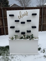 Wedding Backdrop White Black Gold Green with Decorative Flowers Reusable