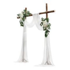 Uimoso Artificial Wedding Arch Flowers Kit White With 2 Pcs Flowers 1 Pcs Drapes