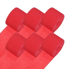 6-Rolls 492ft Crepe Paper Streamer for DIY [Red-1.8 Inch x 82 Ft/Roll]