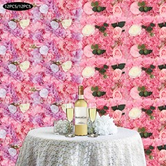 12pcs Artificial Silk Rose Flowers 3D Backdrop Wall for Wedding Party Decoration