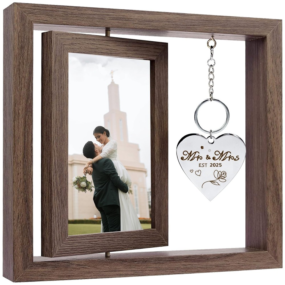 Wedding Gifts for Couples 2025,Rotating Floating Mr and Mrs Picture Frame,4×6…