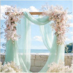 Wedding Arch Draping Fabric 1 Panel 29″ x 20FT Mint Green Sheer Tulle Drapes