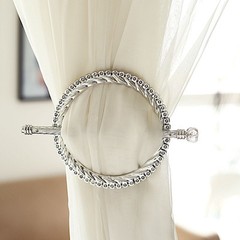 SILVER 2 Plastic 6″ Braided Design CURTAIN TIE Backs Acrylic Crystals Party