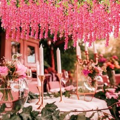 12 PCS Wisteria Hanging Flowers, 3.6ft Fake Wisteria Vines 12 Pack Pink
