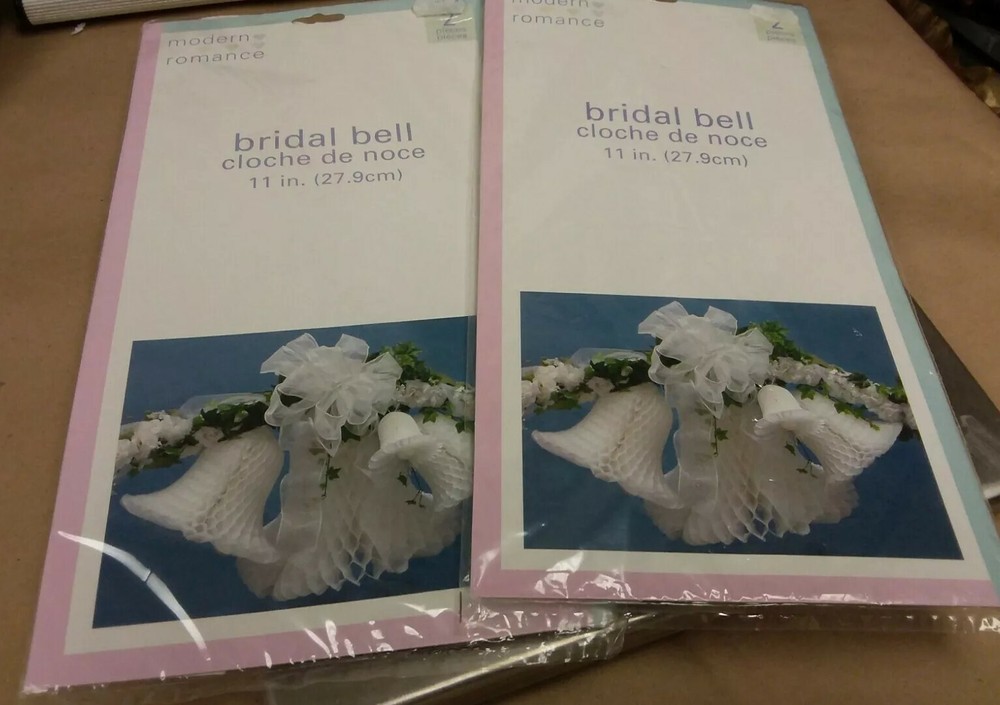 MODERN ROMANCE WHITE BRIDAL BELLS, CONTAINS 2 IN EACH PACKAGE
