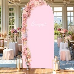 6 ft Arch Backdrop Cover – Double-Sided Spandex Arch Covers Stretchy 6FT Pink