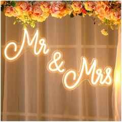 Durable Mr and Mrs Wedding Neon Light – LED Backdrop