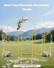6ft/5ft/4ft Gold Arch Stand Set — Sturdy 18x18mm Square Tube, Easy Snap Assembly