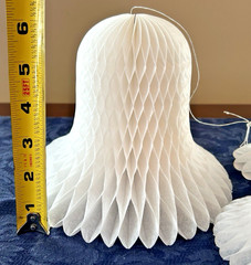 White Paper Honeycomb Wedding Bells Decorations Hanging Set of 4, 6″, 4.5″, 3.5″