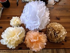 Tissue Paper Pom Poms • 20 Pcs • Peach, Rose Gold, Ivory, Pastel • 6″–14″ dia