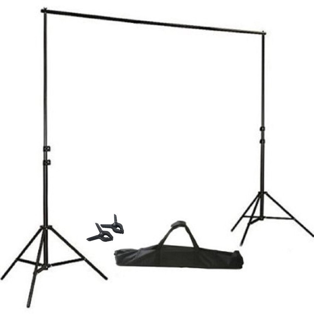 BLACK 8 x 10 ft Photo Backdrop Stand Kit Studio Stage Background Party Wedding
