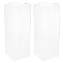 2x Acrylic Column Flower Stand Crystal Chains Geometric Wedding Centerpieces