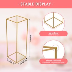 Flower Stand for Wedding Table 10x 31.5 in Tall Gold Metal Centerpieces Decor