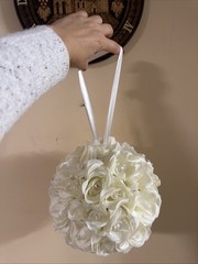 Cream- white Soft Touch Foam Kissing Ball Wedding Centerpiece, 6-inch