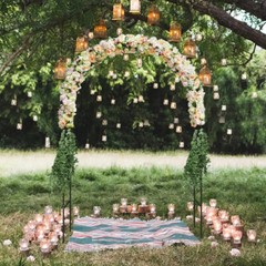 7.5ft Steel Garden Arch Trellis Arbor Climbing Plant Flower Wedding Frame Decors