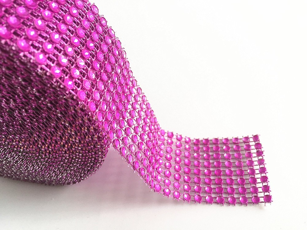 Acrylic Bling Rhinestone Diamond Crystal Mesh Wrap Roll Pink Purple Cake Craft