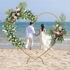 210cm Heart Shaped Gold Metal Balloon Arch Stand Frame Display Kit For Wedding