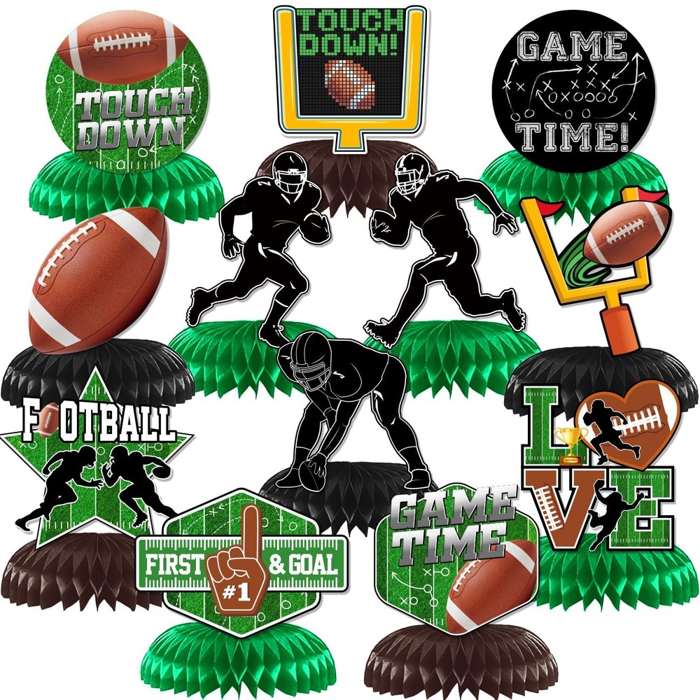 12Pcs Football Party Decorations Football Honeycomb Centerpieces Football Tab…