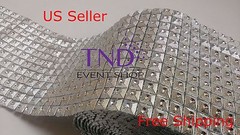 3.75″x1-10 YARDS DIAMOND SQUARE MESH WRAP ROLL CRYSTAL RHINESTONE SPARKLE RIBBON