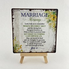 Marriage Blessings Wooden Plaque with Easel Wedding Anniversary Gift Home Décor
