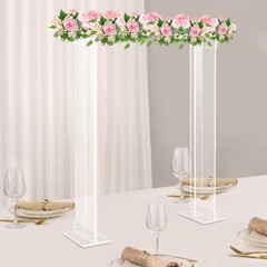 40inch Tall Acrylic Flower Racks Clear Rectangular Wedding Long Floral Stand