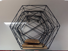 3 Hexagon Metal with Wood Geometric Shelving Home Sale Decorations