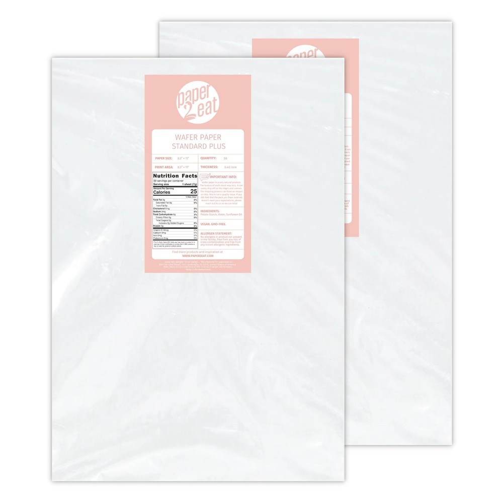 Printable Edible Wafer Paper Sheets from (0.40 mm – 100 count/Plain)
