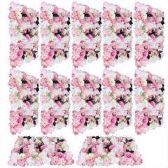 12 Pcs Artificial Flower Wall Panel Rose Dahlia Leaves Wedding Backdrop Stage