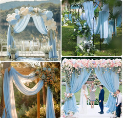 28.7″x 20FT Chiffon Wedding Arch Draping Fabric Curtain Panel Backdrop Baby Blue