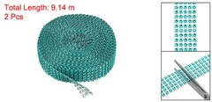 2 Roll 1″x20 Yard Crystal Rhinestones Mesh Ribbon Lake Blue (4mm)