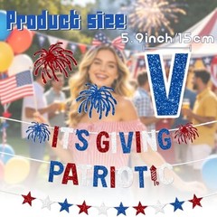 It’s Giving Patriotic Banner, Glitter 4th of July Banner Red White and Blue