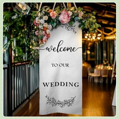 Yousoontic Welcome to Our Wedding Linen Rustic Wedding Welcome Banner Plain C…