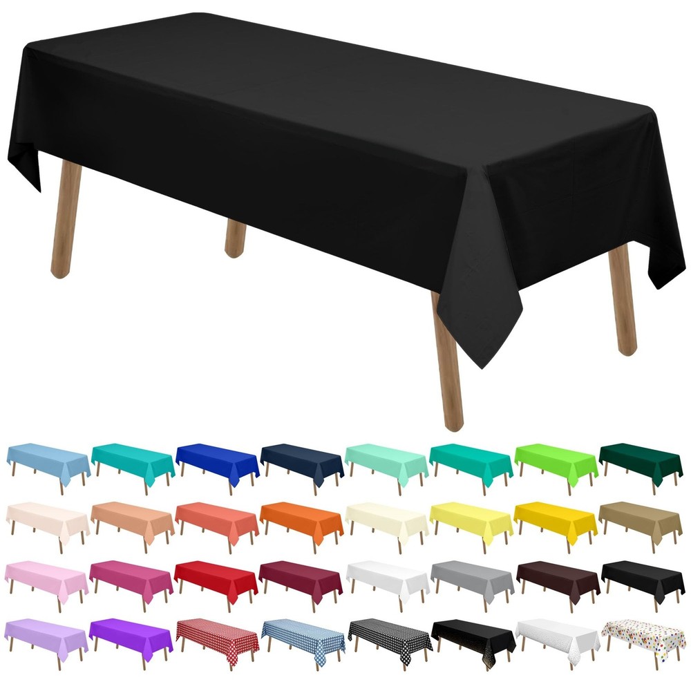 PARTY ULYJA Black Plastic Tablecloths 2 Pack Disposable Table Covers 54 x 108…